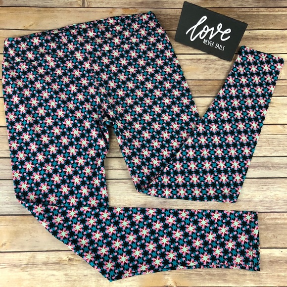 LuLaRoe Pants - LuLaRoe Teal Pink & Black Leggings